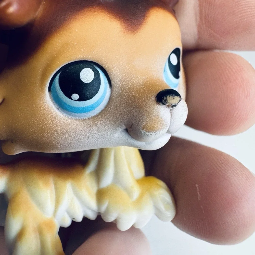 Littlest Pet‎ Shop LPS #58 Collie Sage Brown Paw-Up Portable Pets Pink Carrier